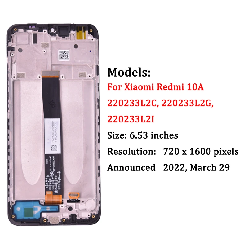 6.53 inches For Xiaomi Redmi 10A Display LCD Touch Screen Digitizer For Redmi 10A 220233L2C LCD Replacement Assembly