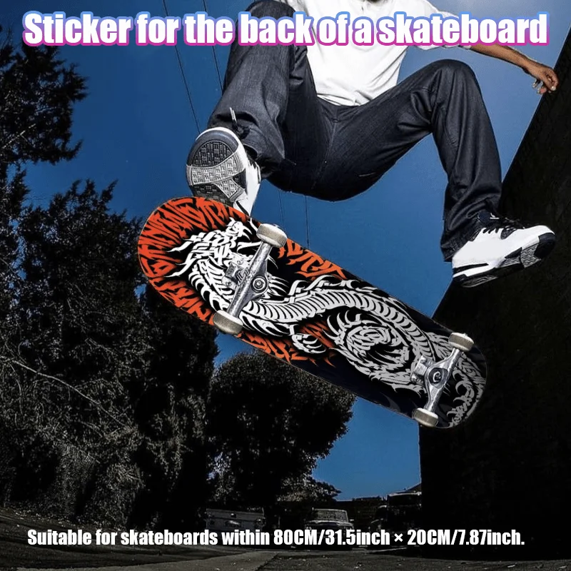 

1 flat "Fantasy Retro Dragon" retro skateboard sticker suitable for double skateboard scooter sticker cool sports skateboard