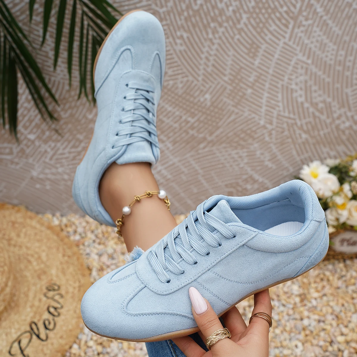 Women Natural Suede Leather Lace-up 2026 New Sneakers Round Toe Soft Comfort Casual Female Outdoor Drive/walk Shoes for Woman - view 5