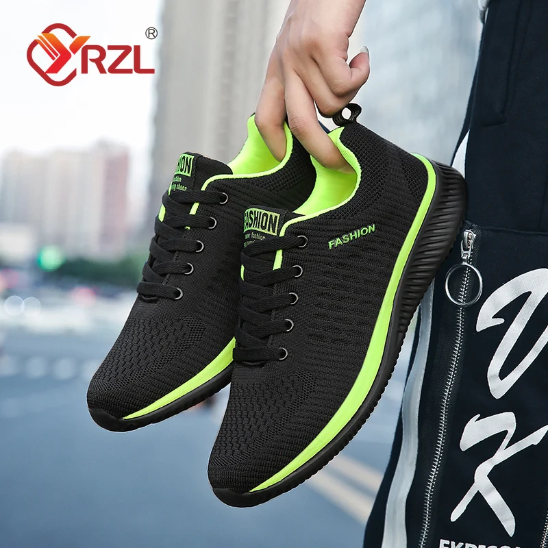 حذاء رياضي كلاسيكي للرجال من YRZL، حذاء رياضي مريح وجيد التهوية للرجال، مقاس كبير، حذاء جري أسود خفيف الوزن #6