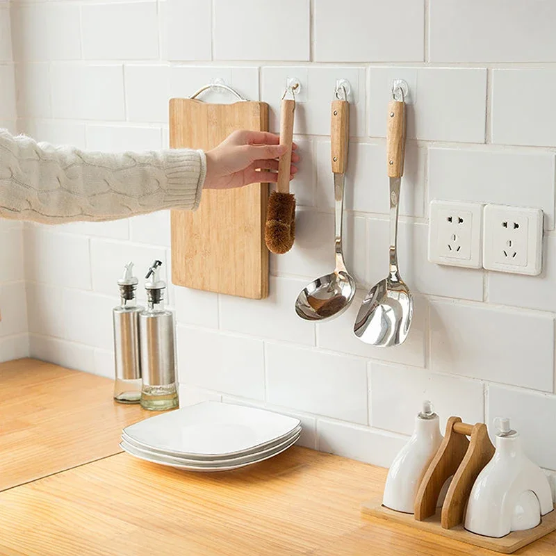 Gancho de pared de plástico transparente para cocina, baño, almacenamiento de oficina, sin rastro, sin arañazos, ganchos adhesivos impermeables, 10/20 piezas