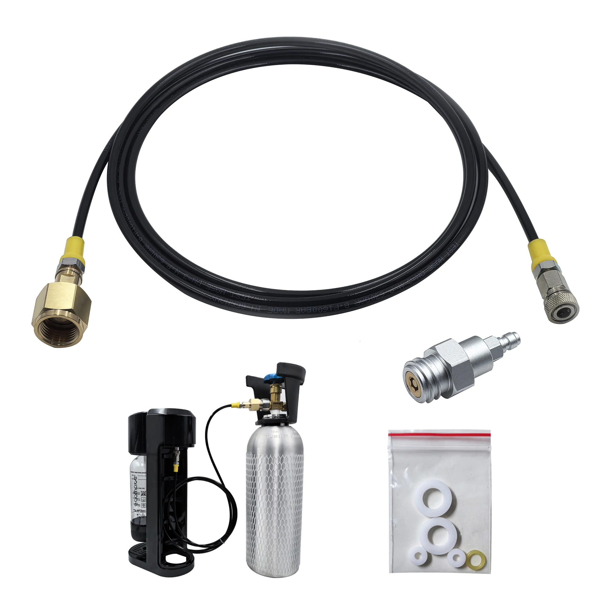 Soda Water Maker to External Co2 Tank Cylinder Adapter and Hose Kit W21.8-14 G3/4 CGA320 With Quick Disconnect Connector