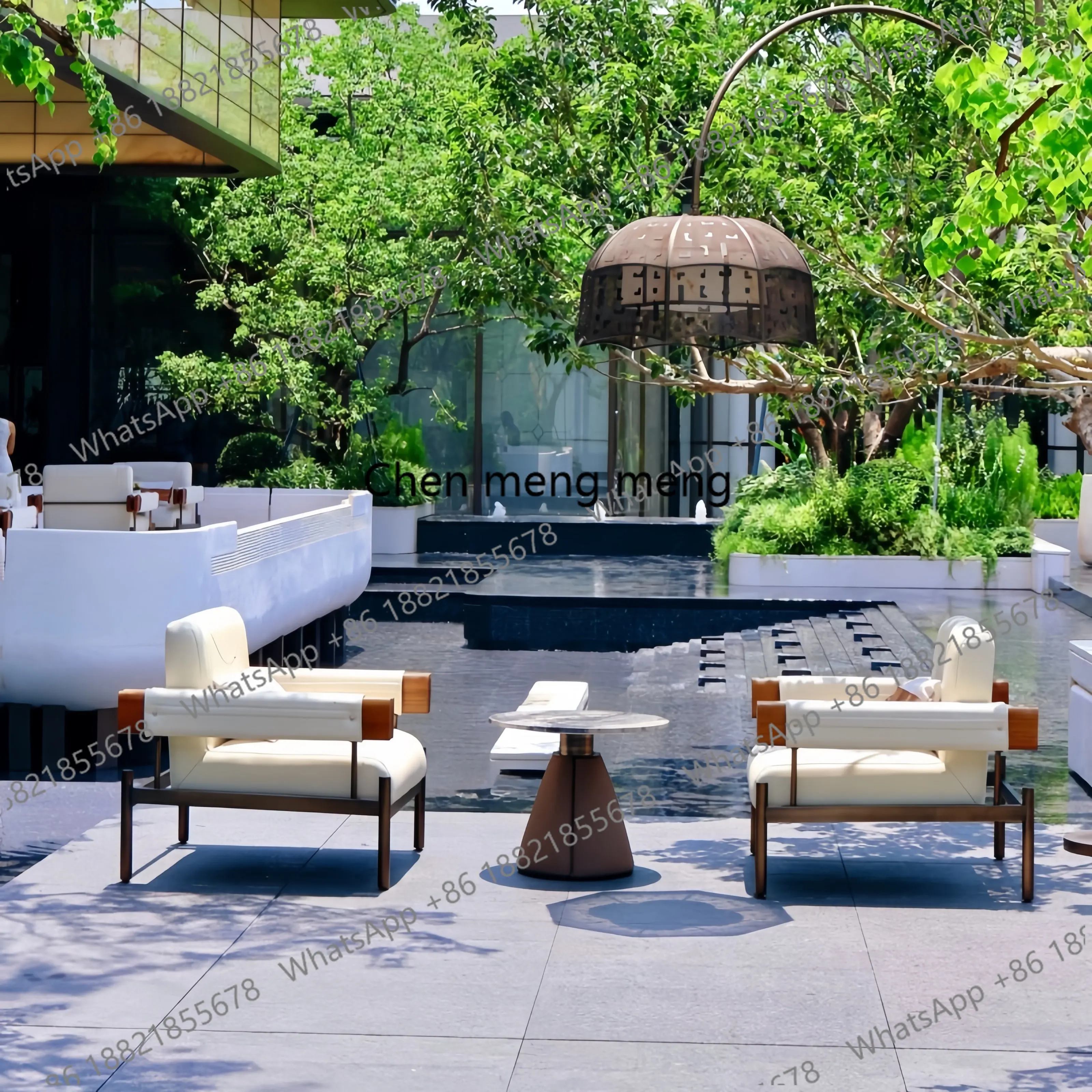 High-end sofa courtyard terrace open-air hotel combination waterproof and sunscreen overhead layer garden furniture