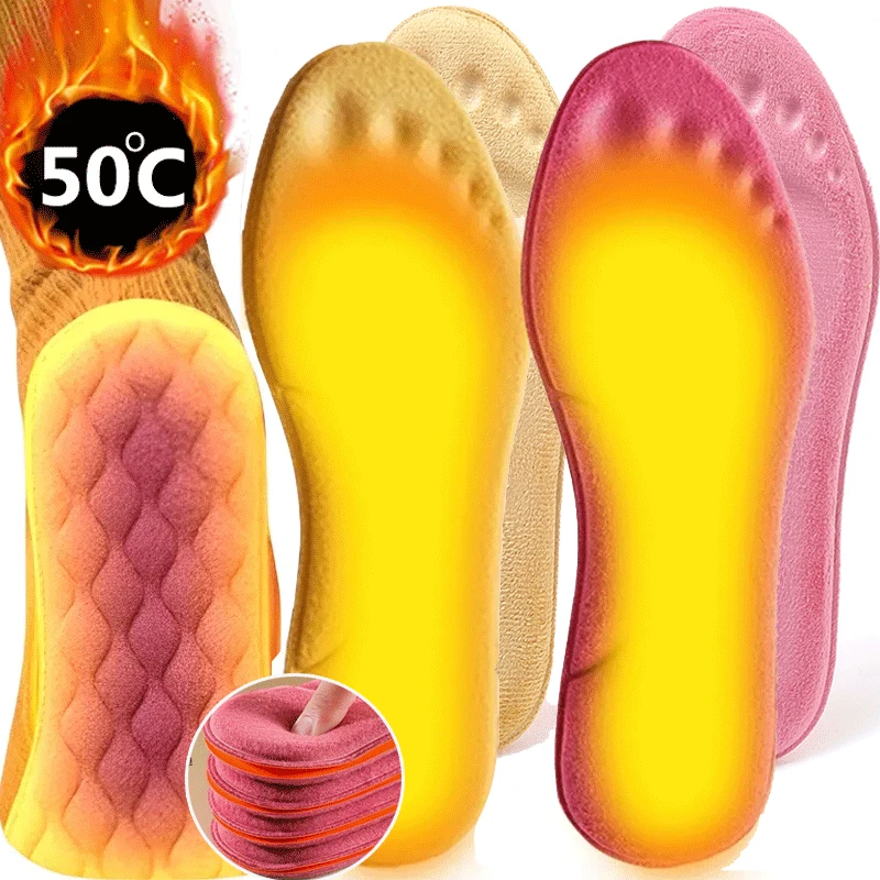 1/2Pairs Winter Fur Self Heating Insoles Foot Thermal Thicken Insole Memory Foam Shoe Pad Warm Sport Shoes Inserts for Women Men