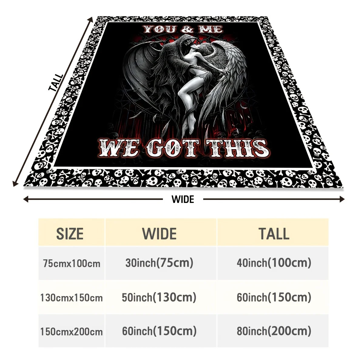 بطانية رمي الجمجمة والملاك المعاصرة ذات الوجهين - بطانية ناعمة من الفلانيل مطبوعة رقمية متعددة الأغراض لجميع المواسم #6