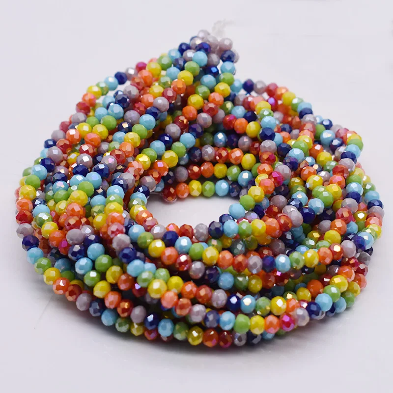 Regular color  4mm 125pcs/lot  Crystal Glass Beads Rondelle Faceted Loose Spacer Beads For Jewelry Making DIY Material Package