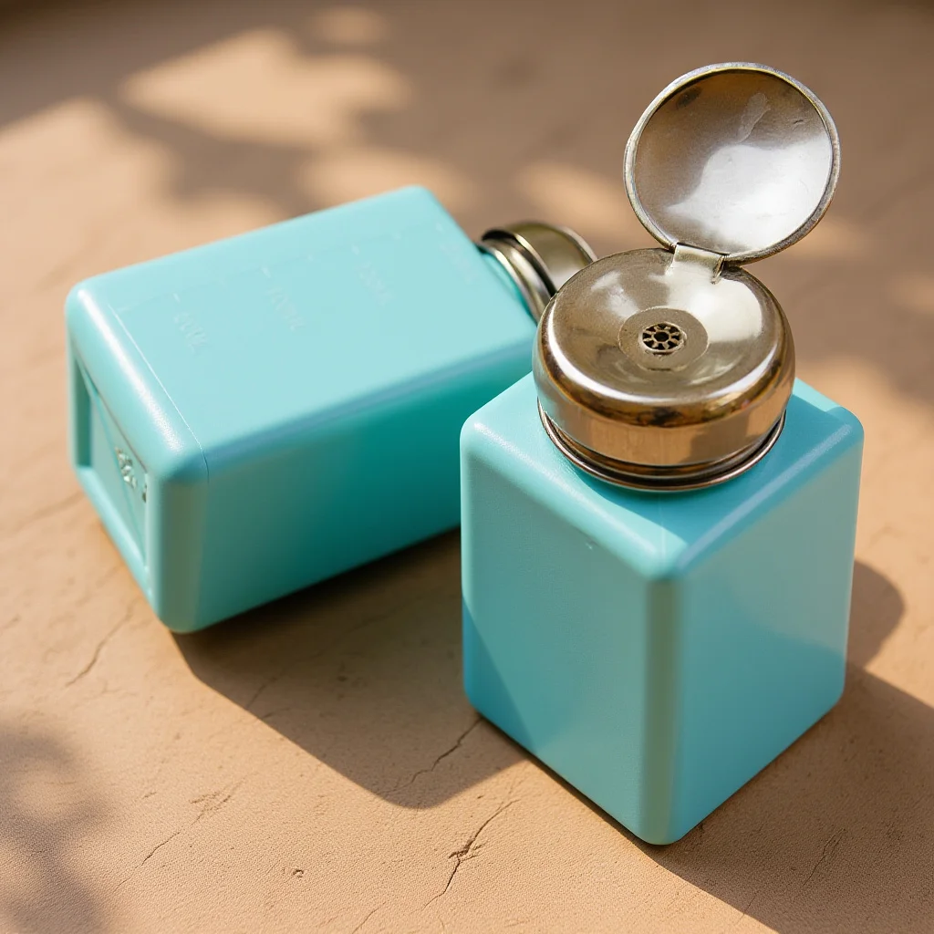 ขวดแอลกอฮอล์ป้องกันไฟฟ้าสถิตขนาด 200 มล. ทำความสะอาดง่าย ตัวโลหะพร้อมฝาปิด สำหรับน้ำยาล้างเครื่องสำอาง น้ำยาบำรุงเล็บ พร้อมหัวปั๊ม