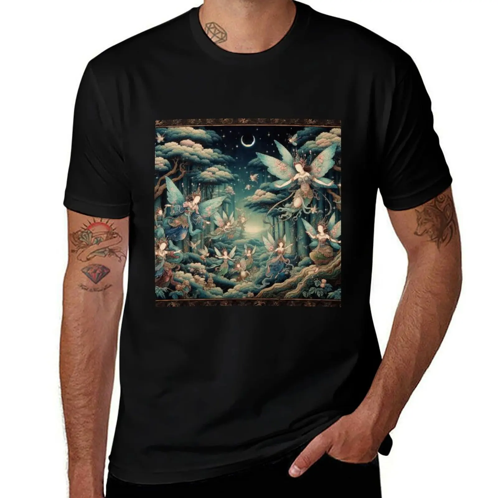 

prints t Night Fairies oversize Forest T-Shirt t in t T-Shirt Fantasy cotton with funny shirts shirts shirts