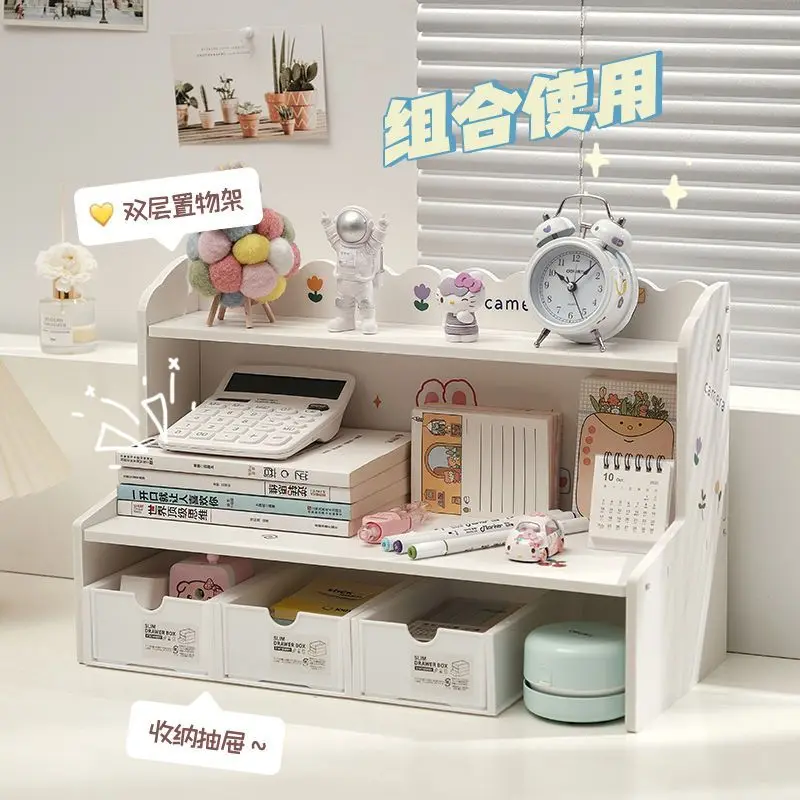 

INS Desktop Student Shelves Desk Cosmetics Organization Home Storage Racks Dormitory Stationery Bookshelves Storage Holders