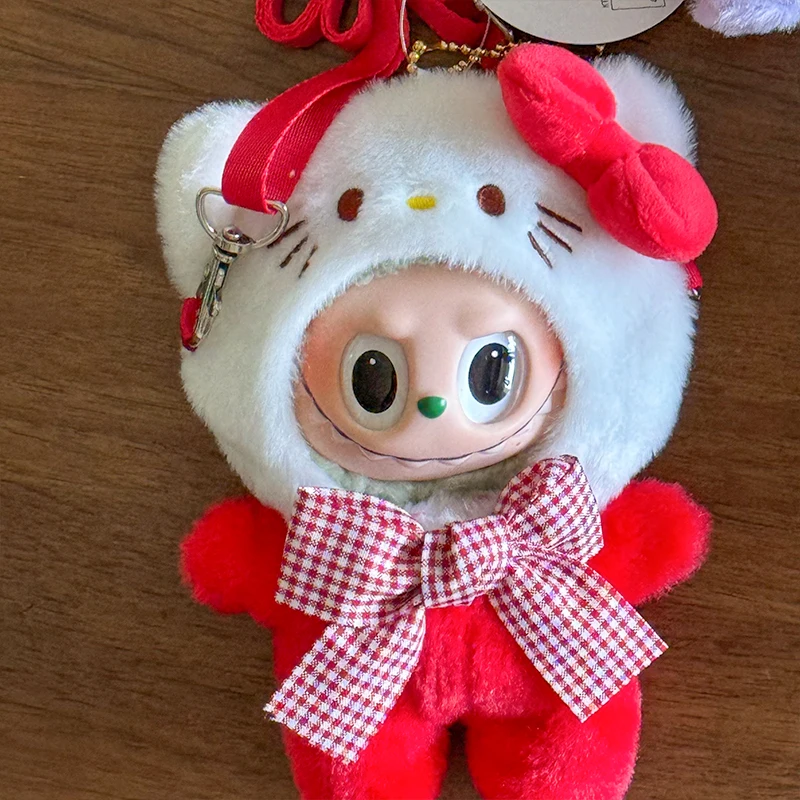 귀여운 Labubu 점프 슈트 Sanrio Kuromi 헬로 키티 옷 크로스 바디 백 Labubu 복장 코튼 인형 드레스 모자 액세서리 장난감