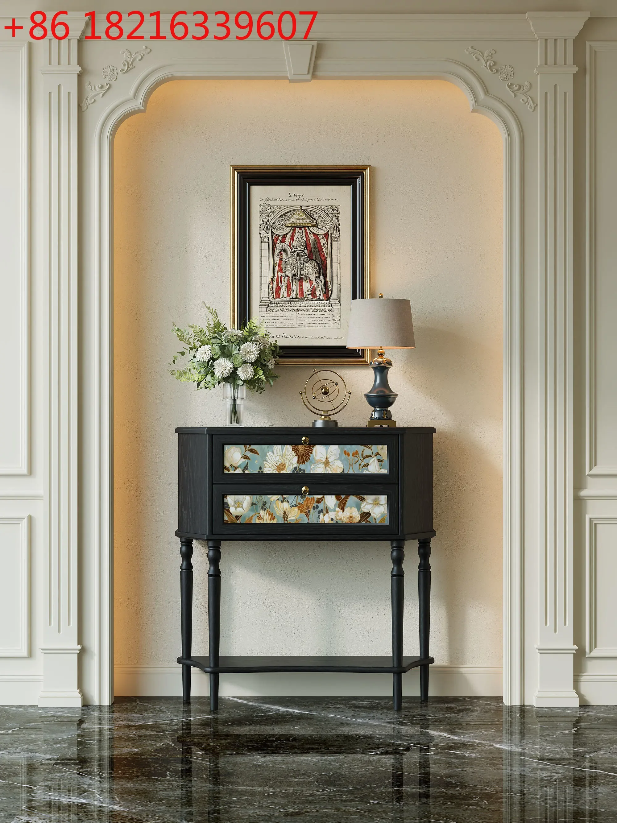 

Retro flower entrance table enters the house against the wall side cabinet storage all solid wood entrance cabinet