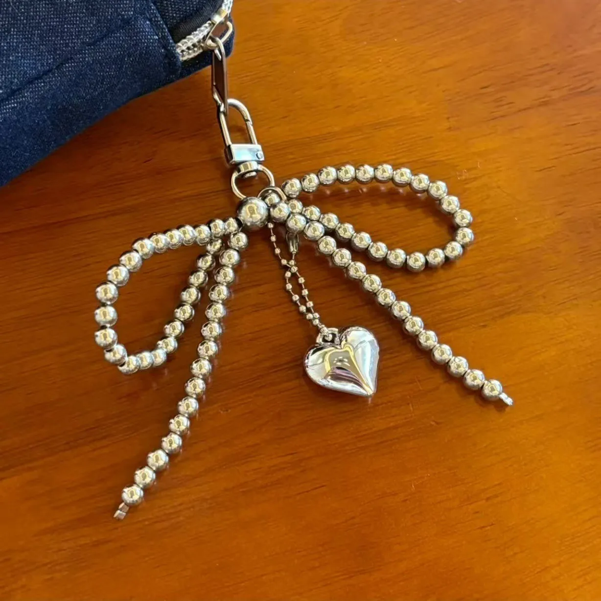 Y2K Delicate Pearl Bowknot Keychain Korean Sweet Handmade Heart Pendant Keyring Aesthetic Key Holder For Bag Pendant Accessories