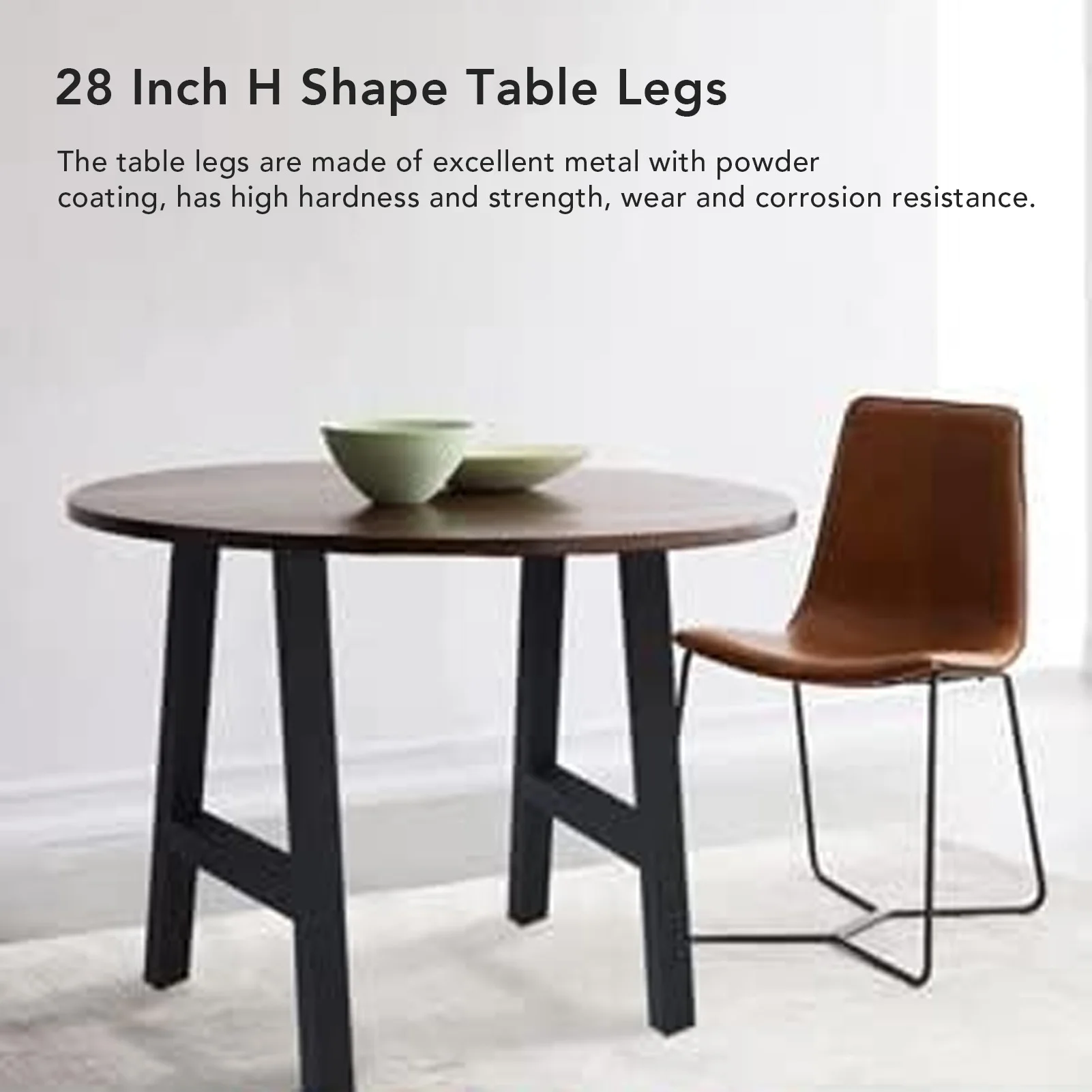 Patas de Metal en forma de H para muebles del hogar, soporte para mesa, escritorio de oficina, color negro mate, 2 piezas, 28 pulgadas