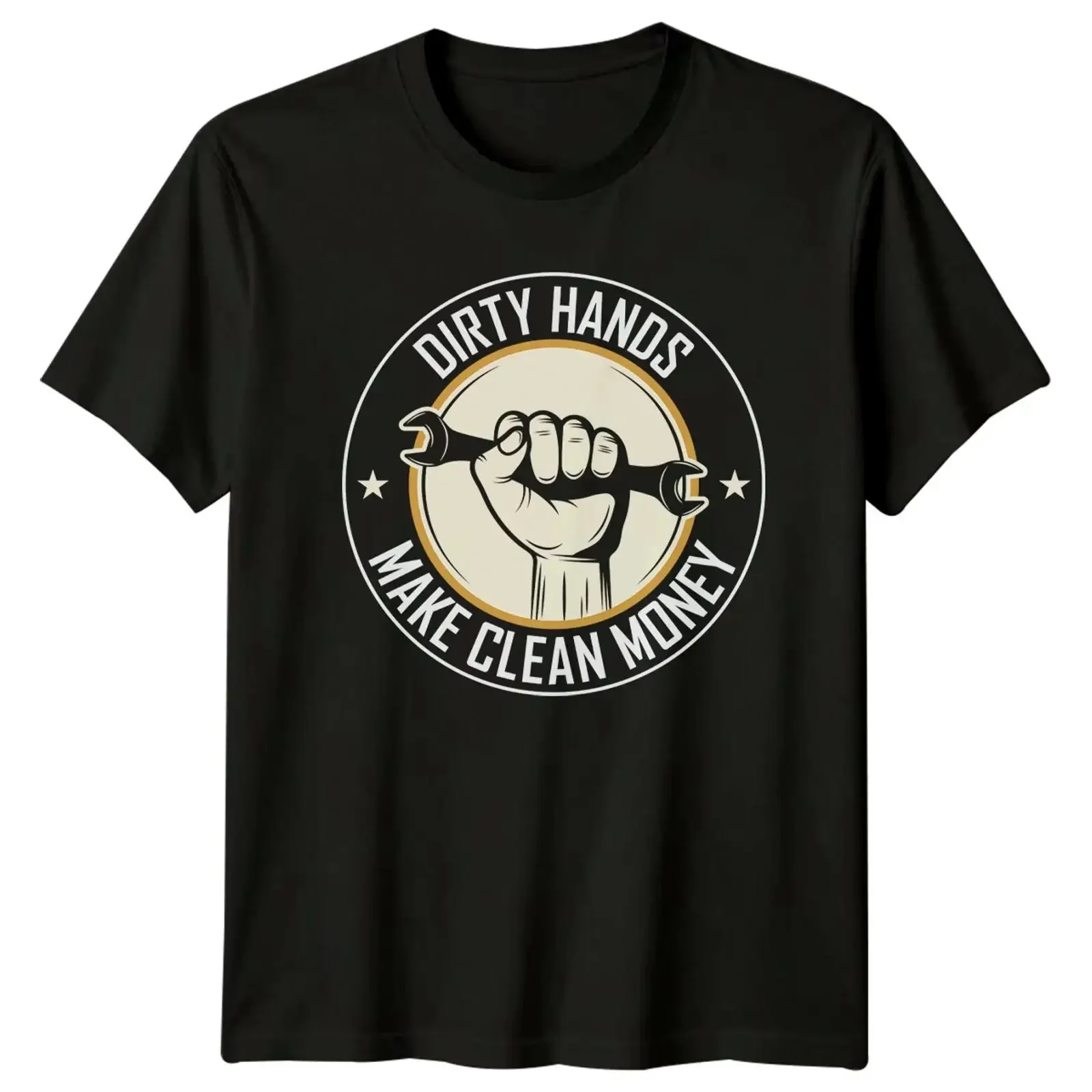 Schmutzige Hände machen sauberes Geld Mechaniker Schraubenschlüssel Job T-Shirt Vintage Washed Vielseitig Unisex