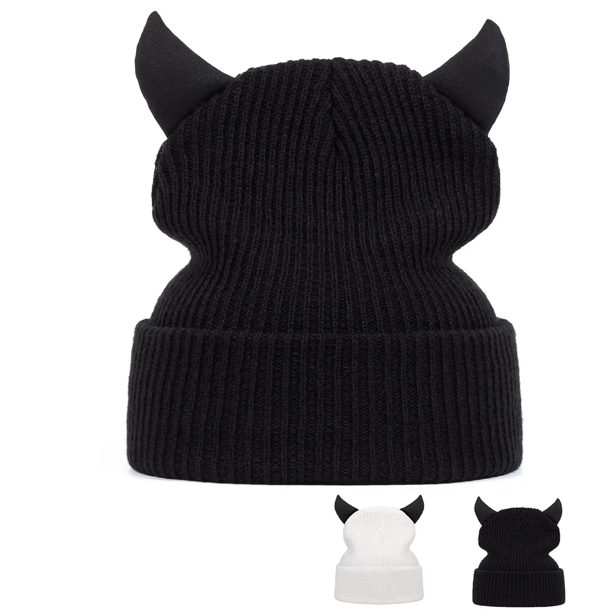 Unisex Personalized Bull Horn Beanies Winter Warm Hat Hip Ho