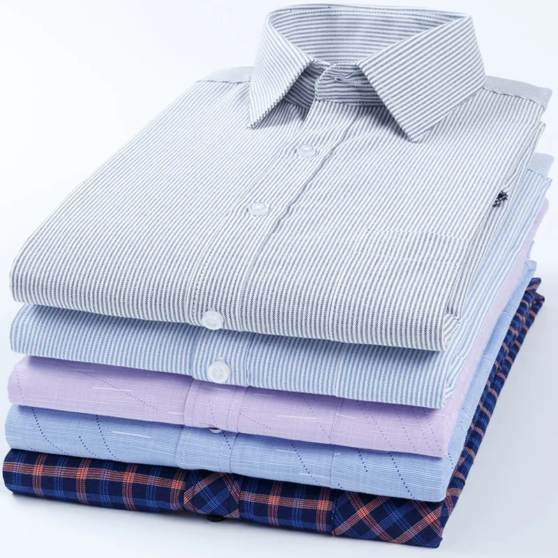 

Men's Checkered Business Shirt 100% Cotton Plus Size Long Sleeve Office Men's Formal Shirt