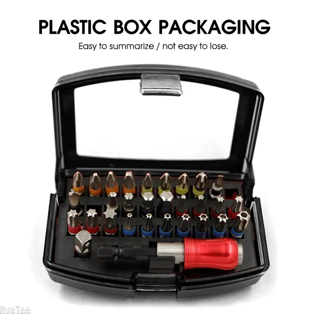 32Pcs Electric Screwdriver Bits Set S2 Torx Bits Socket Quick Release Connector Complete Tool Kits Home-appliance Repair Tools