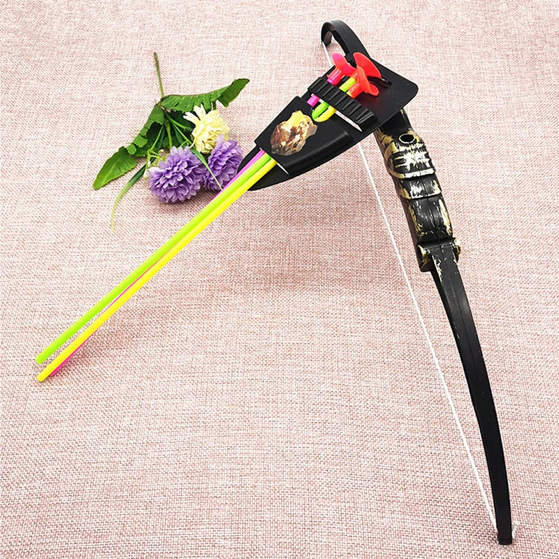 34cm Funny Outdoor Sports Archery Toy Bow With 4Pcs Soft Arrows Kids Toys Game Activity Props