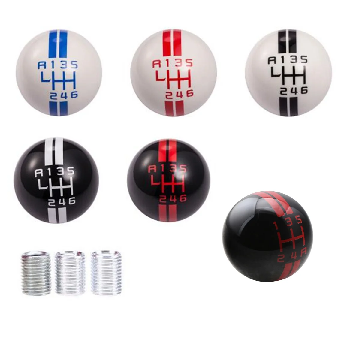 Universal Resin Ball Head Stripe Car 6 Speed Manual Gear Shift Knob Shifter Fit For Ford Mustang GT500