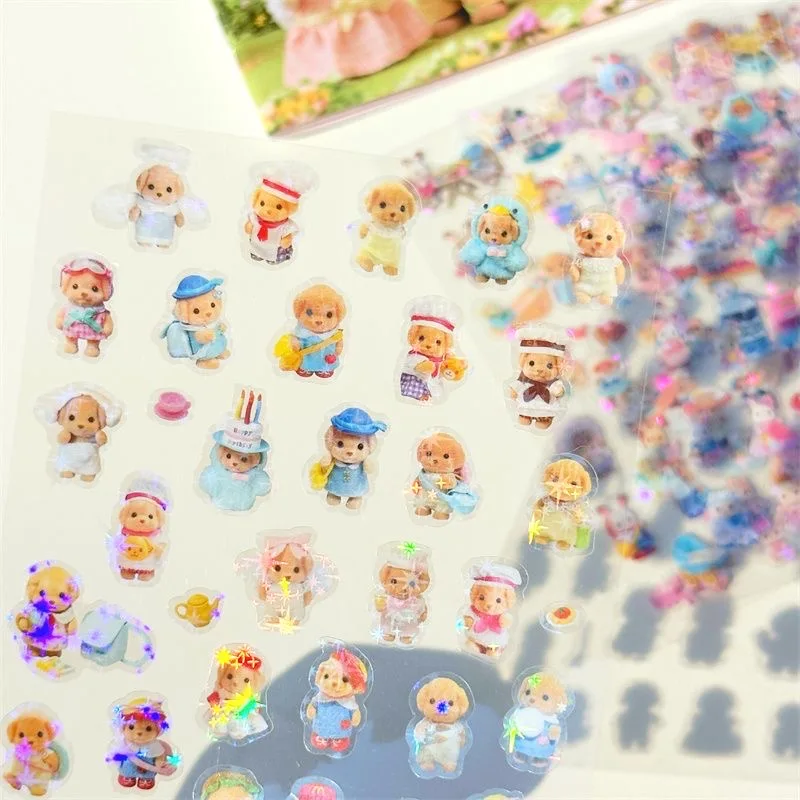 8 Pcs Forest Family Mini Cartoon Waterproof Kawaii Stickers Pack 8 sheets Animation Derivatives Stickers Accessories