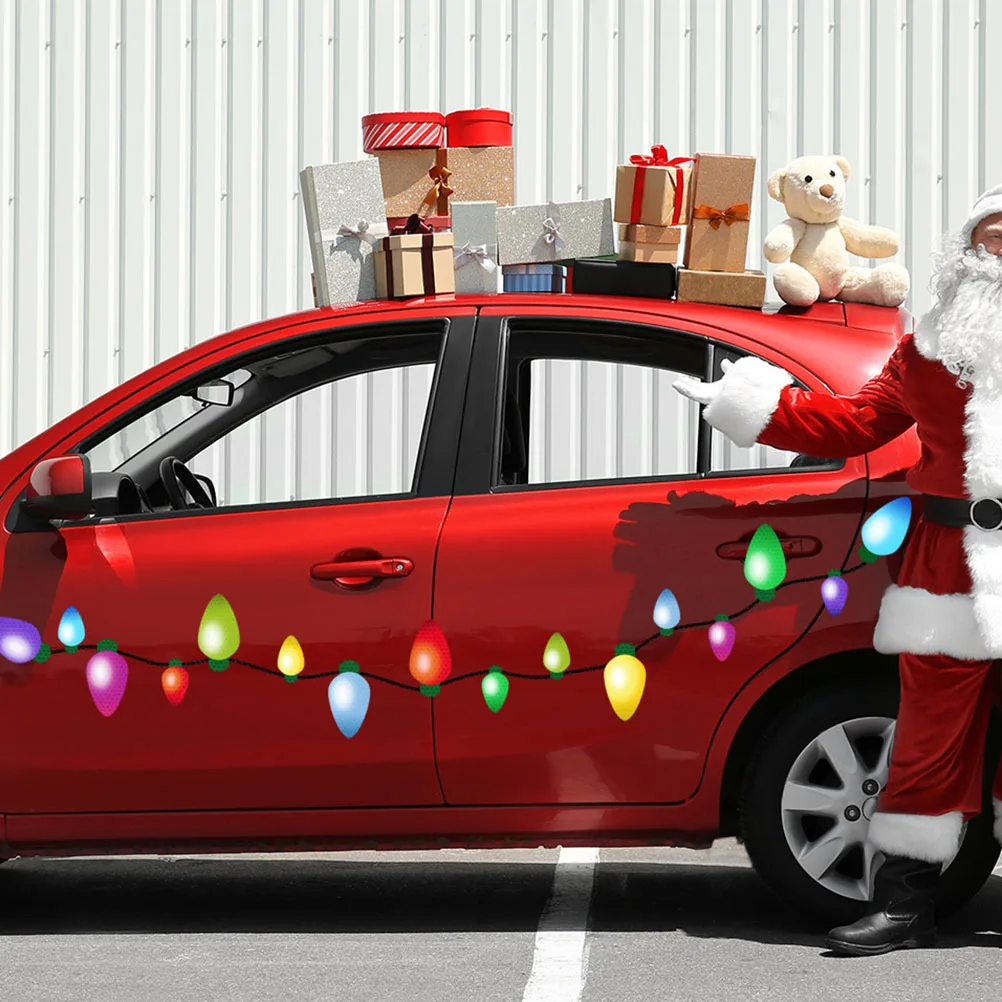 

1Set Car Reflective Magnetic Bulb Stickers Safe Night Visibility Magnets Garage Door Refrigerator Decor Christmas Lights for Car