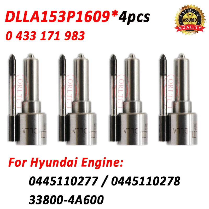 

4pcs DLLA153P1609 0433171983 New Diesel Injector Nozzle DLLA 153 P 1609 for Hyundai 0445110277 0445110278 33800-4A600
