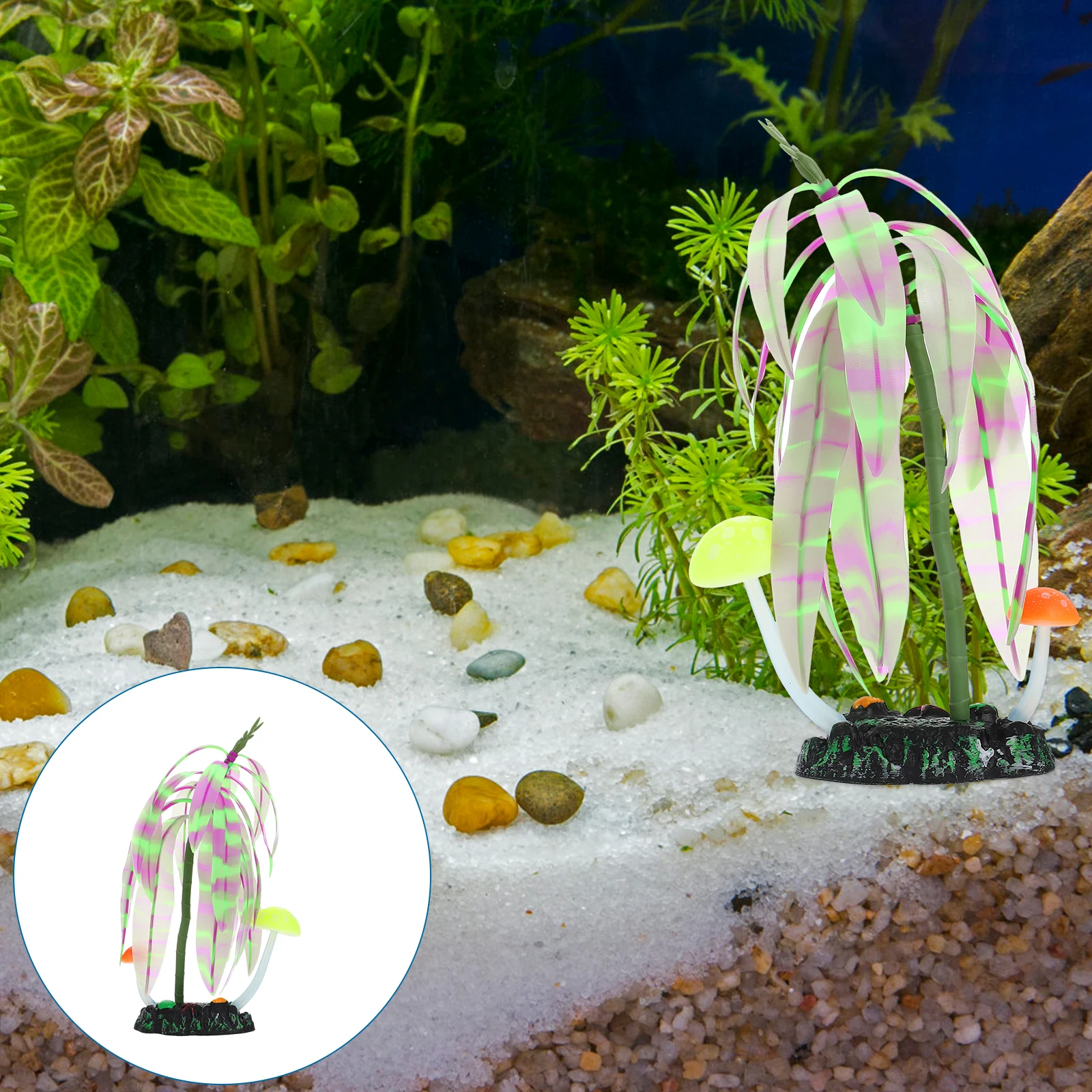 

Luminous Grass Tree Fish Tank Decoration Ornament Durable Safe Material Natural Style Aquarium Landscape Delicate for Fish