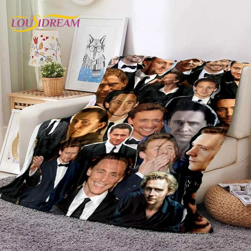 

3D Tom Hiddleston Collage Actor Soft Flannel Blanket for Beds Bedroom Sofa Picnic,Throw Blanket for Outdoor Leisure Nap Gift Kid