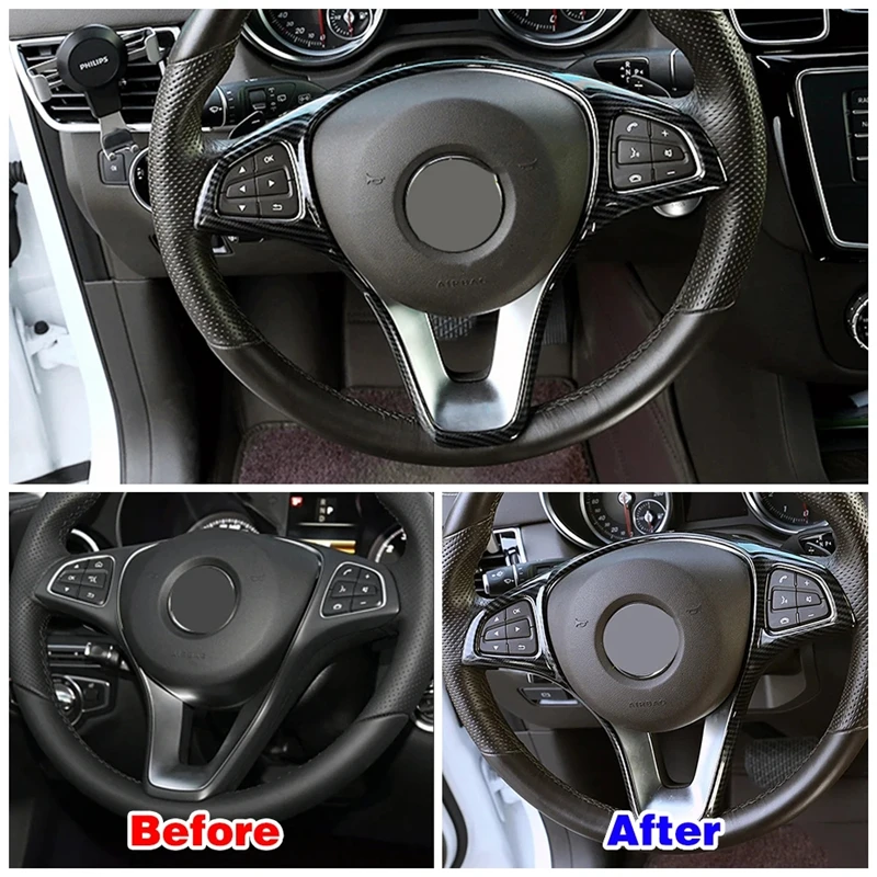For Mercedes Benz C E Class GLC CLA GLA W205 W213 X253 X156 ABS Carbon Fiber Car Steering Wheel Panel Trim Cover Decor Accessory view 6