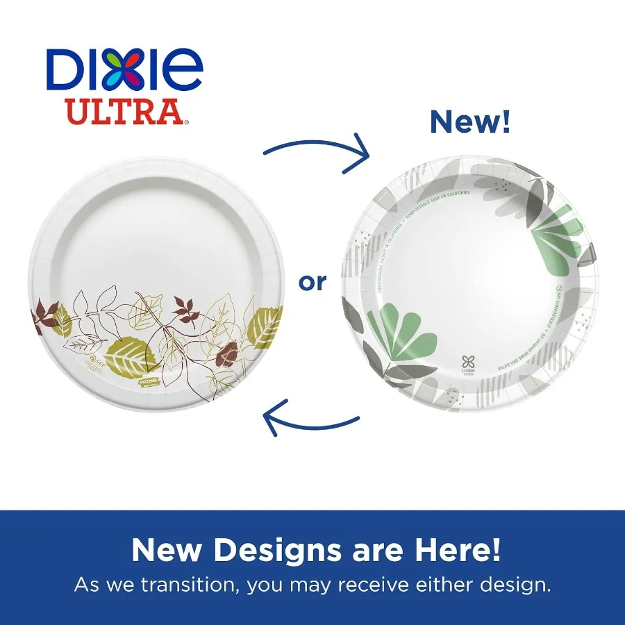 จานกระดาษหนา 10 นิ้ว ลายพฤกษศาสตร์ Pathways จำนวน 500 ใบ (125 ใบต่อแพ็ค, 4 แพ็คต่อกล่อง)