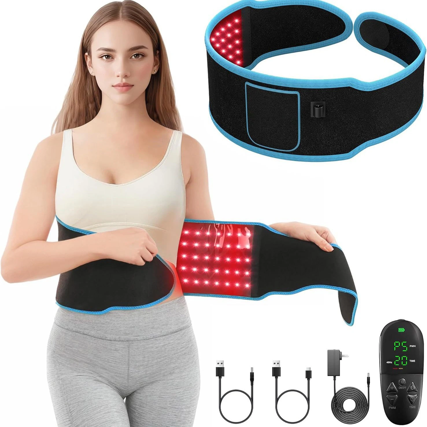 105-leds-red-light-therapy-belt-660nm-850nm-near-infrared-waist-slimming-back-pain-relief-device-pulse-massager-70-mw-cm2