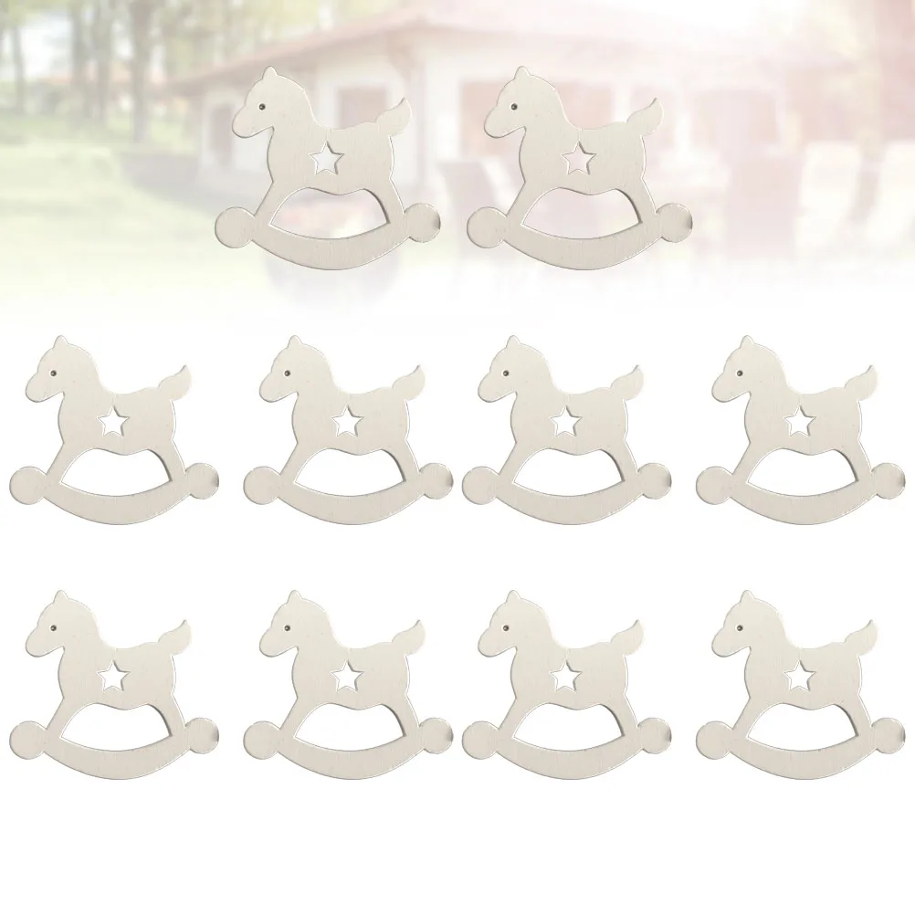 

10pcs Wooden Horse Christmas Ornaments Craft Decorative Pendant Party Home Bedroom Tree Decorations Smooth Creative
