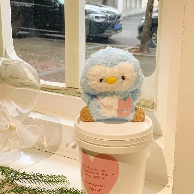 귀여운 만화 플러시 치킨 펭귄 인형 발톱 기계 인형 어린이 배낭 키 체인 인형 펜던트 작은 선물 플러시 동물