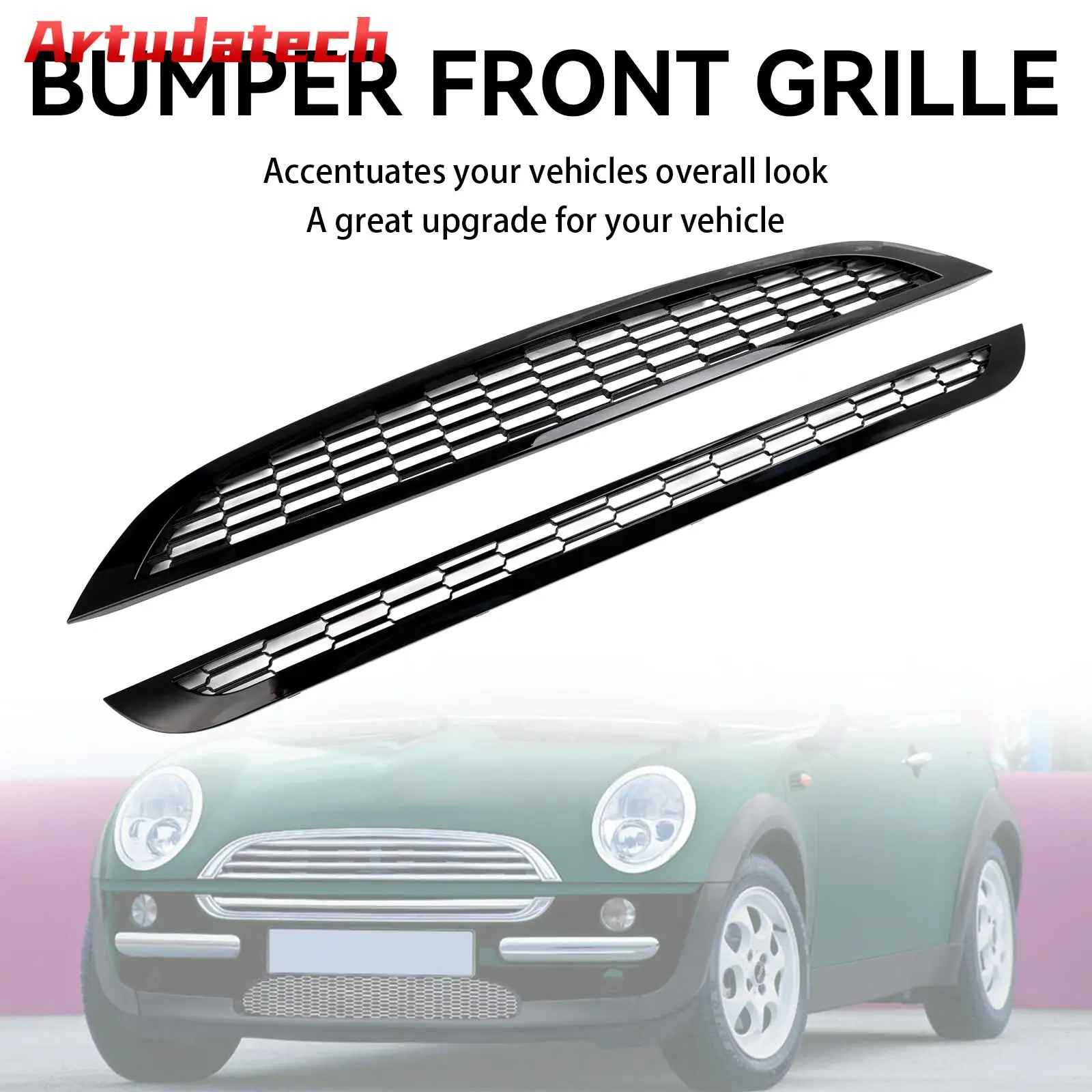 Artudatech 2PCS Honeycomb Mesh Front Grill Grille Fit For Mini Cooper R50 R52 R53 2002-2006 Car Accessories