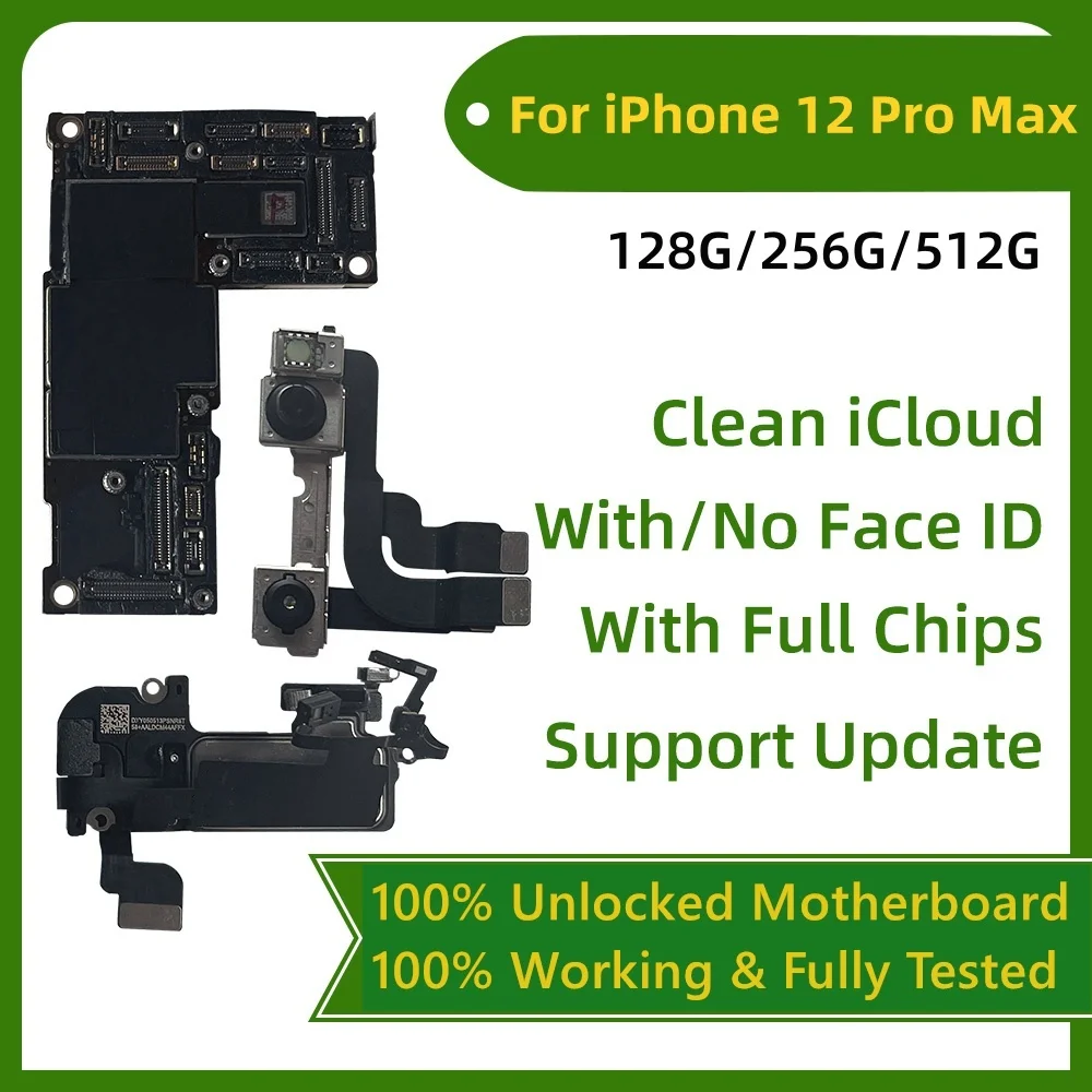 Fully Unlocked With/NO Face ID For iPhone 12 Pro Max Motherboard Support Update Clean iCloud For iPhone 12 mini Logic board