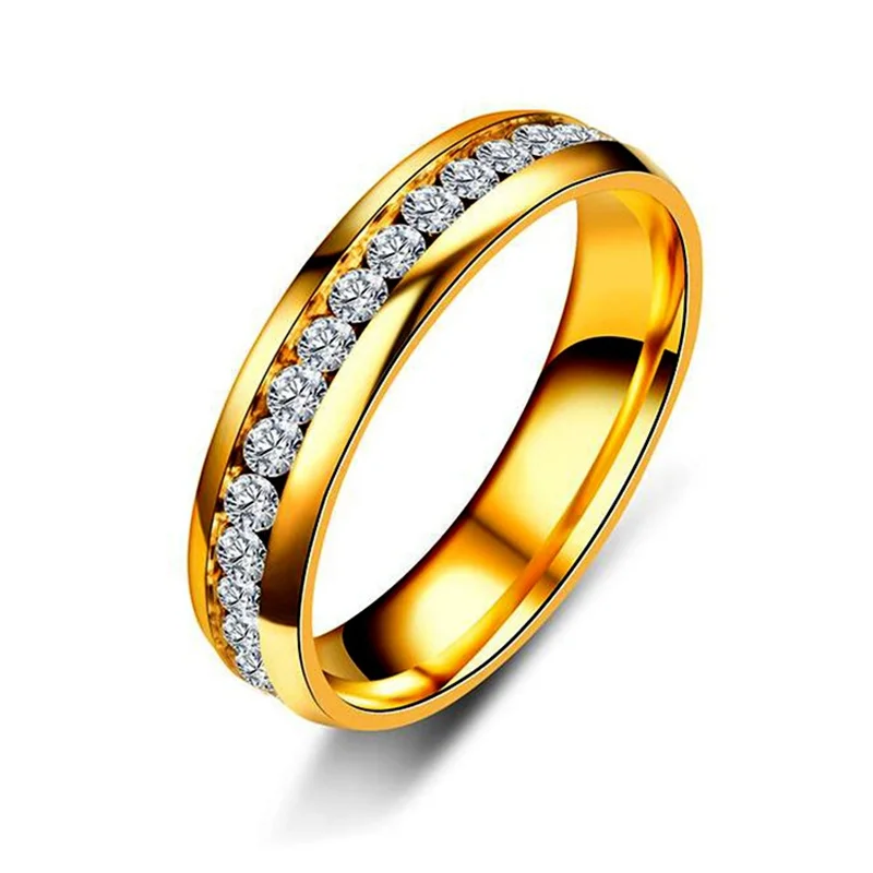 Stackable Stainless Steel Thin Rings For Ladies Colorful Zircon Inlaid, Minimalist & Unique Promise Couple Jewelry