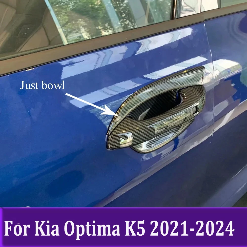 Side Door Handle Bowl Cover Trim Sticker For Kia Optima 2021 2022 2023 2024 ABS Carbon Fiber Styling Car Accessories