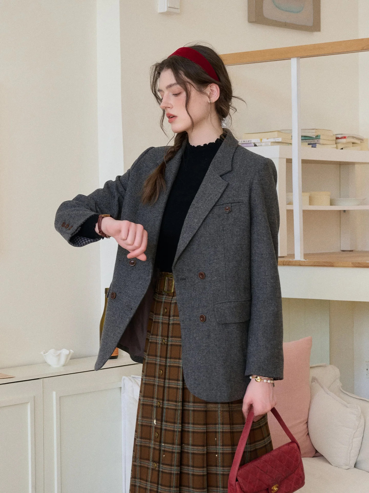 

SimpleRetro London Rain Retro Sle женский шерстяной костюм Jaet с цветочным узором для похудения осенняя верхняя одежда во французском стиле