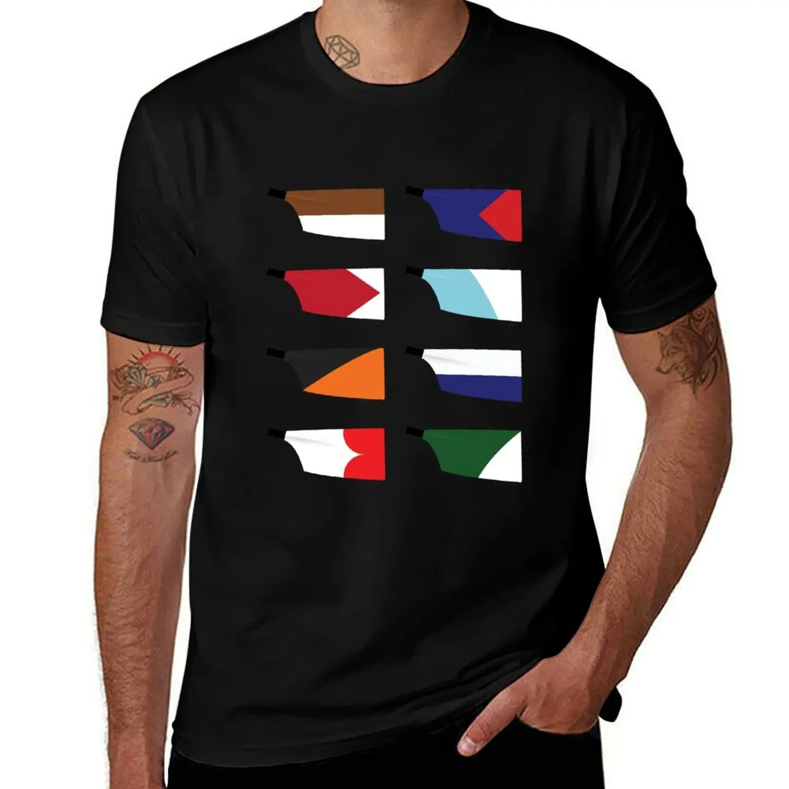 Ivy League Rowing Crew Club Team Oars Blades T-Shirt Large Size Casual Tee Shirt
