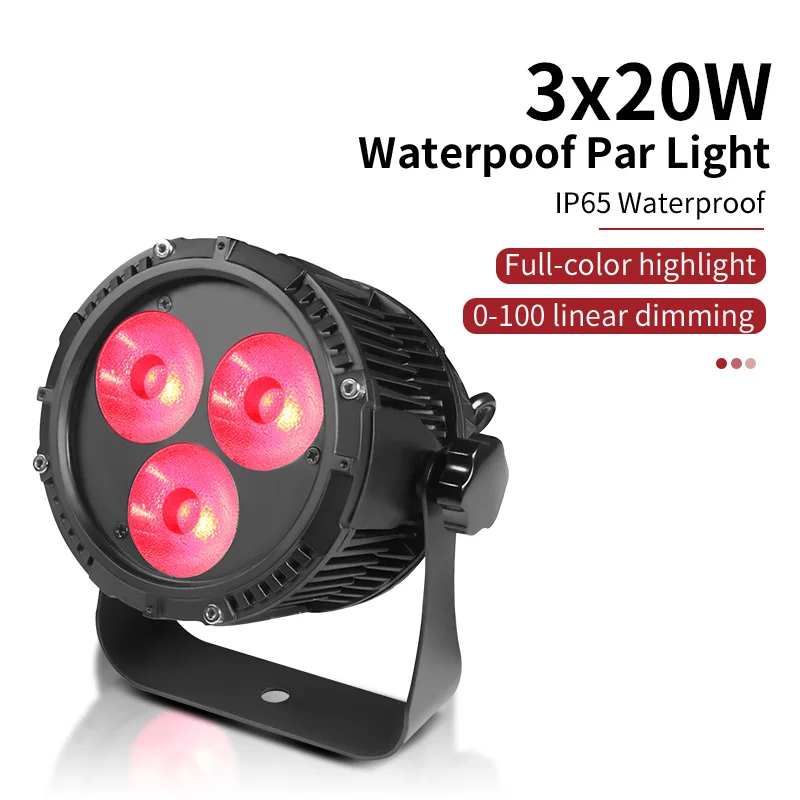 Mini 3x20W RGBW Outdoor Waterproof Par Lights for Weddings Stage Performances Theaters Christmas Other Outdoor Stage Lights