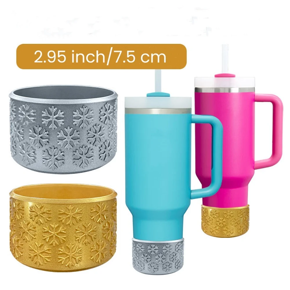 Silicone Cup Cover Decorative Snowflake Design Versatile Boot Sleeve Christmas-Themed Water Bottle Cover For Gift Item New 2025