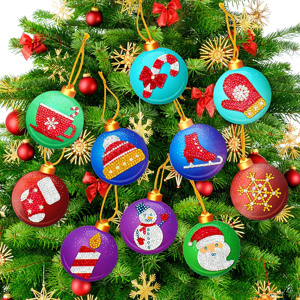 

24-8pcs Special Shape Drill Christmas Tree Pendant Cute 5D DIY Christmas Decoration Exquisite Colourful for Christmas Tree Decor