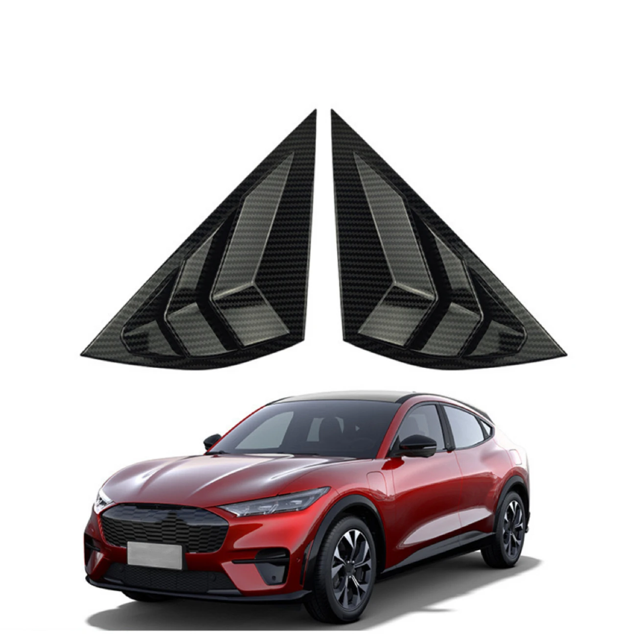 Fit For Mustang Mach-E Mach E 2021 2022 Car Rear Louver Window Side Shutter Cover Trim Sticker Vent Scoop ABS Carbon Fiber Style