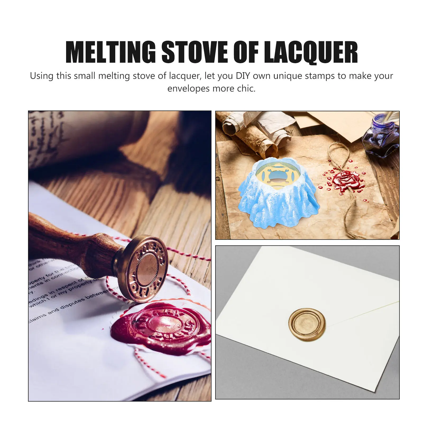 

Маленький нагреватель для восковых печатей в форме вулкана, компактный дизайн из смолы и металла, быстрое нагревание для DIY-заклеивания конвертов воском