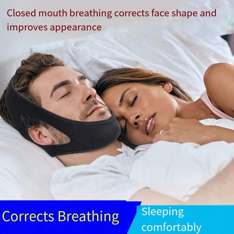 Cinturón antironquidos, herramientas de ayuda para dormir, corrección respiratoria, previene los ronquidos, correa para la barbilla, herramienta de cuidado Facial para respirar Oral, 1 ud.