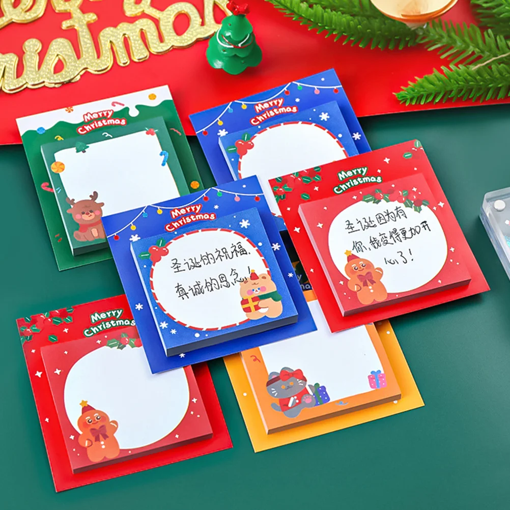 

12 Pcs Christmas Notepad Sticky Notes Pads Daily Use Memo Sticker Office Stationery Paper Portable Student Stickers