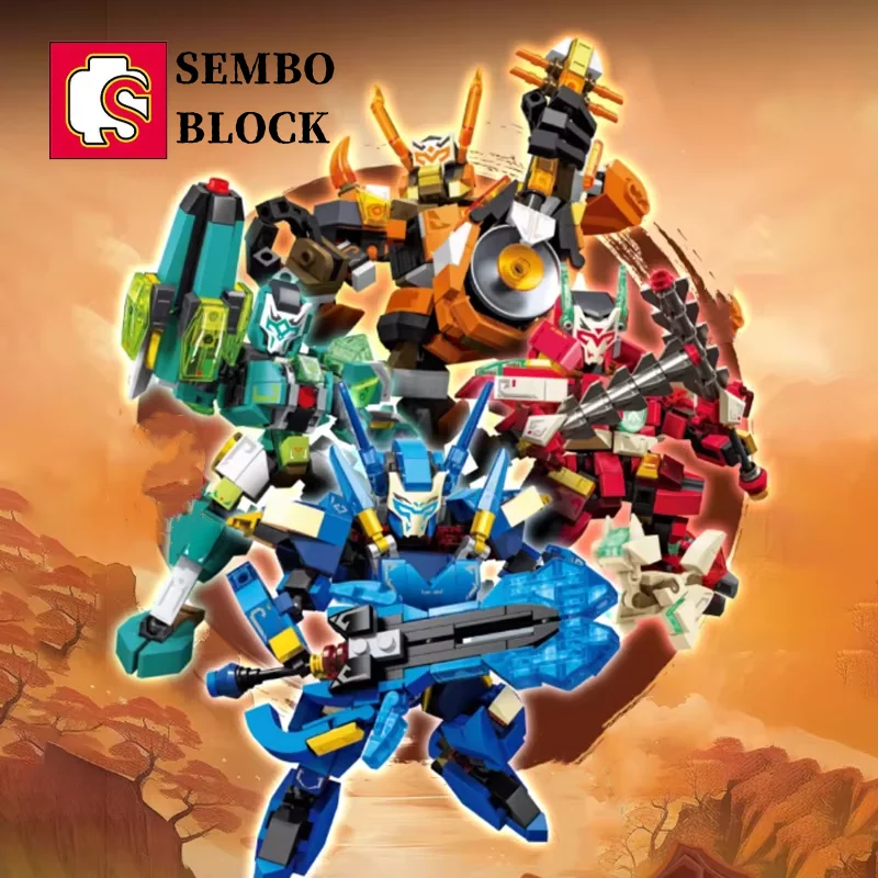 SEMBO Investiture of the Gods building blocks Four Heavenly Kings mecha assembly model movable robot childrens toy birthday gift