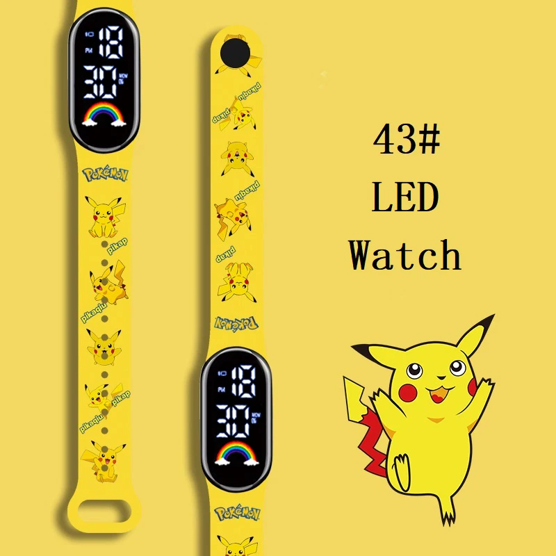 

Pokemon Strap LED Electronic Watch Fashion Colorful Bracelet Touch Waterproof Anime Character Pikachu Children's Birthday Watchs