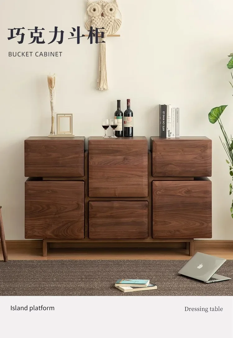 

North America Black Walnut Wooden Chests of Drawers Chest of Six Drawers Wall Cabinet Nordic Modern Locker Storage Cabinet S