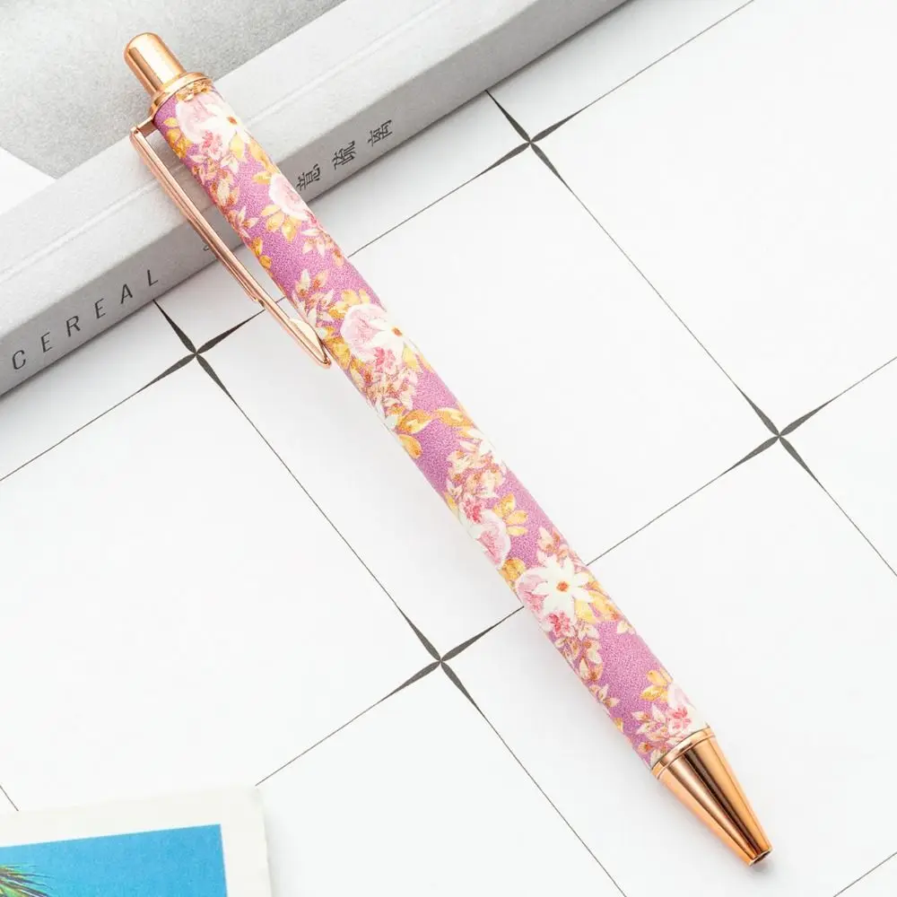 Creative INS Print Pen Luxury Fresh Style Press Metal Pen Durable Cute Cartoon Heart Flower Pens School Teacher